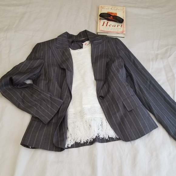 Anne Klein Suit Pewter Gray Pinstripe Suit Blazer - Picture 4 of 9